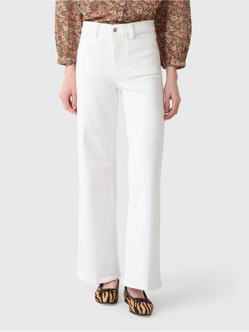 FRAME Women’s White High-Rise Wide Leg Jeans